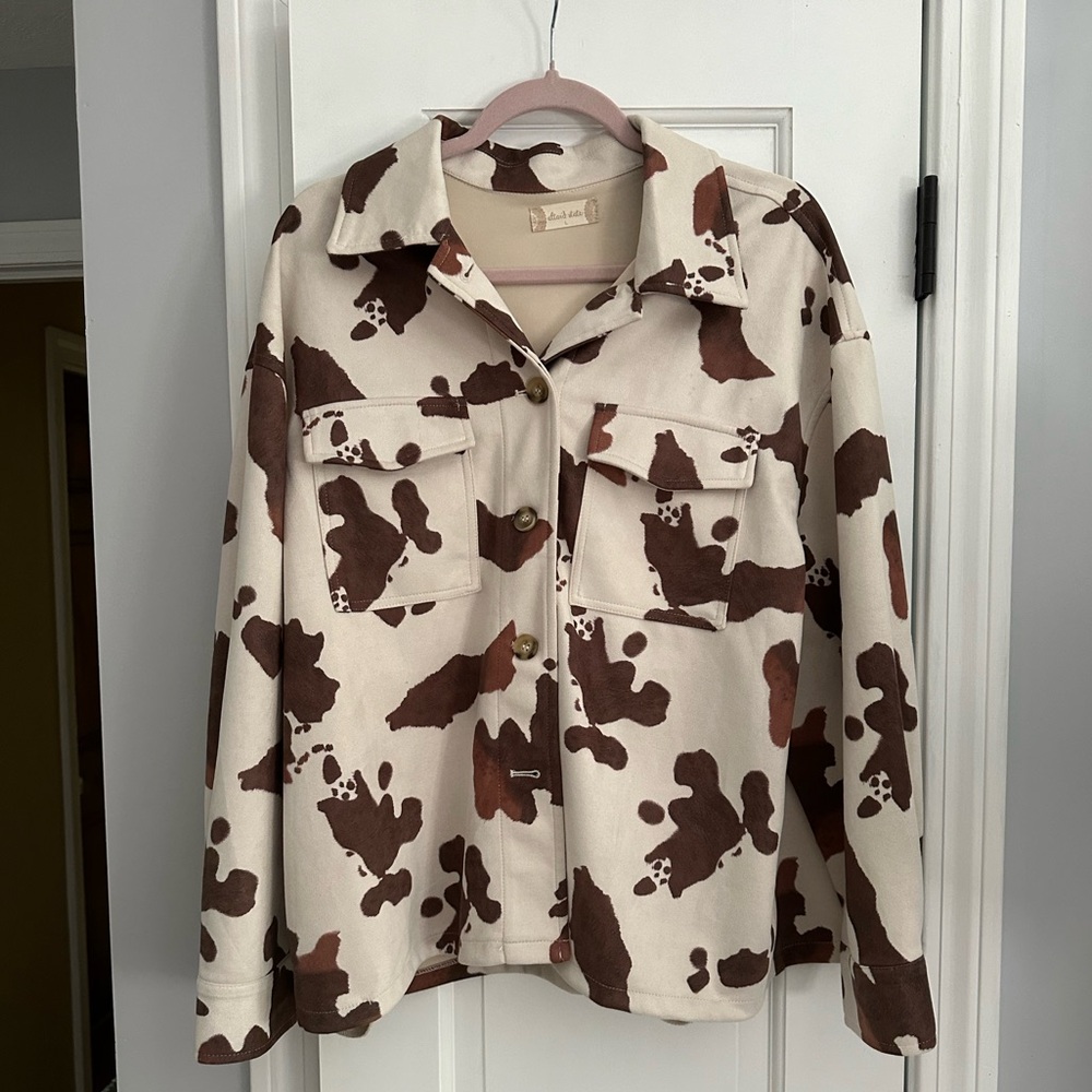 Altar'd State Cream and Brown Patterned Jacket